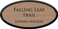 Framed Name Tag: Black Plastic (Oval) - Brushed Copper and Black Plastic Insert with Epoxy
