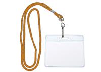Orange Round Woven Lanyard with Name Badge Holder