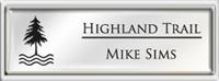 Framed Name Tag: Silver Plastic (squared corners) - White and Black Plastic Insert with Epoxy