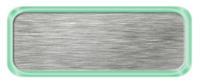 Blank Brushed Silver Nametag with a Shiny Green Metal Border