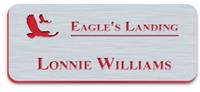 Smooth Plastic Name Tag: Brushed Stainless Steel/Red - MP922-316