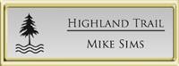  Framed Name Tag: Gold Plastic (squared corners) - Shiny Silver Metal Insert