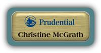 Metal Name Tag: Brushed Gold Metal Name Tag with a Forest Green Plastic Border and Epoxy