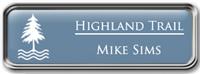 Framed Name Tag: Silver Metal (rounded corners) - China Blue and White Plastic Insert with Epoxy
