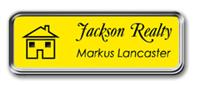 Silver Metal Framed Nametag with Canary Yellow and Black
