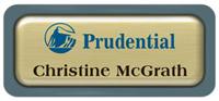 Metal Name Tag: Brushed Gold Metal Name Tag with a Forest Green Plastic Border and Epoxy