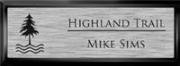  Framed Name Tag: Black Plastic (squared corners) - Brushed Silver Metal Insert
