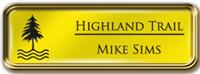 Framed Name Tag: Gold Metal (rounded corners) - Canary Yellow and Black Plastic Insert with Epoxy