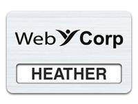 Reusable Smooth Plastic Window Name Tag: Brushed Aluminum with Black - LM922-354