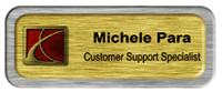 Metal Name Tag: Brushed Gold with Brushed Silver Metal Border
