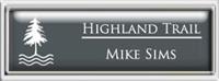Framed Name Tag: Silver Plastic (squared corners) - Smoke Grey and White Plastic Insert with Epoxy
