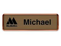 Rose Gold Metal Framed Nametag with Deep Bronze and Black