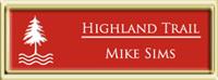 Framed Name Tag: Gold Plastic (squared corners) - Crimson and White Plastic Insert