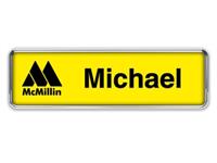 Silver Metal Framed Nametag with Canary Yellow and Black