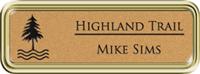 Framed Name Tag: Gold Plastic (rounded corners) - Smooth Gold and Black Plastic Insert