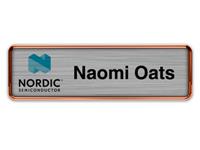 Rose Gold Metal Framed Nametag with Brushed Silver Metal Insert