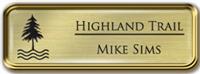 Framed Name Tag: Gold Metal (rounded corners) - Euro Gold and Black Plastic Insert with Epoxy