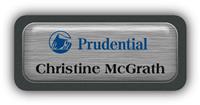 Metal Name Tag: Brushed Silver Metal Name Tag with a Graphite Plastic Border and Epoxy