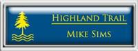 Framed Name Tag: Silver Plastic (squared corners) - Sky Blue and Yellow Plastic Insert with Epoxy